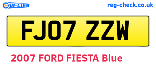 FJ07ZZW are the vehicle registration plates.