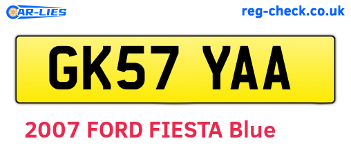 GK57YAA are the vehicle registration plates.