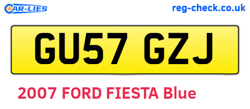 GU57GZJ are the vehicle registration plates.