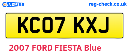 KC07KXJ are the vehicle registration plates.