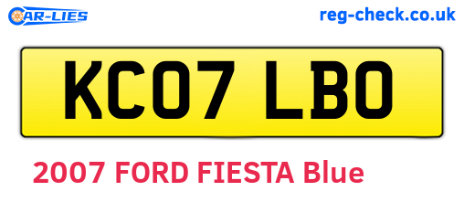 KC07LBO are the vehicle registration plates.