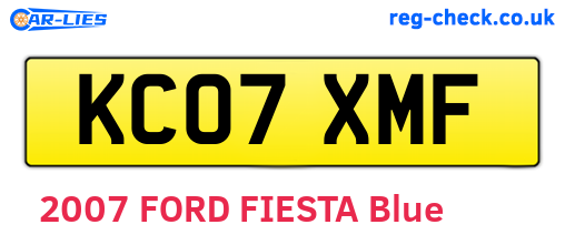 KC07XMF are the vehicle registration plates.