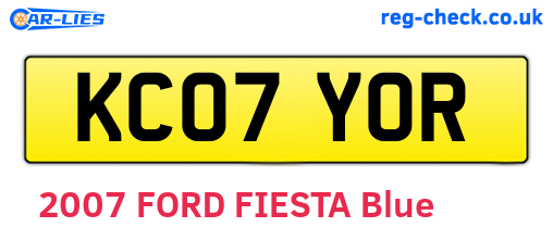 KC07YOR are the vehicle registration plates.