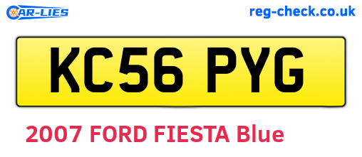 KC56PYG are the vehicle registration plates.