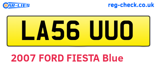 LA56UUO are the vehicle registration plates.