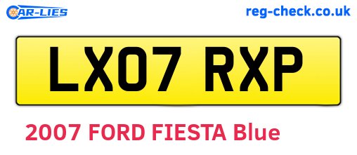LX07RXP are the vehicle registration plates.