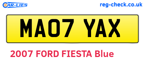 MA07YAX are the vehicle registration plates.