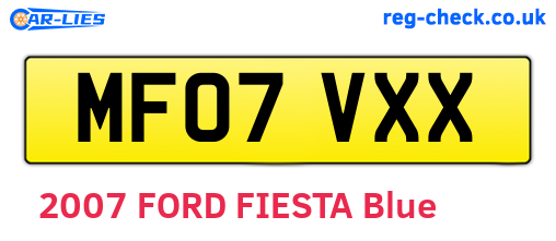 MF07VXX are the vehicle registration plates.