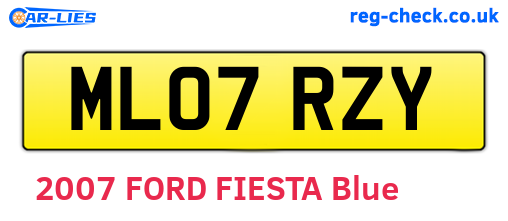 ML07RZY are the vehicle registration plates.