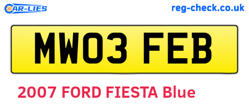 MW03FEB are the vehicle registration plates.