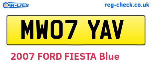 MW07YAV are the vehicle registration plates.