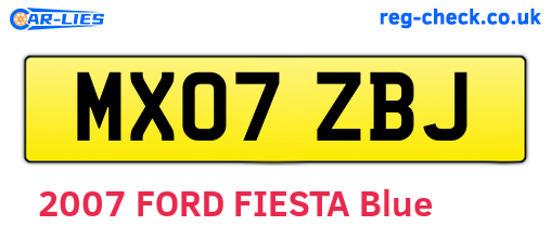 MX07ZBJ are the vehicle registration plates.