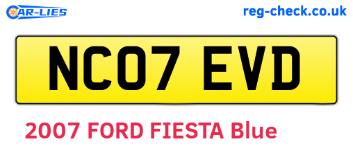 NC07EVD are the vehicle registration plates.