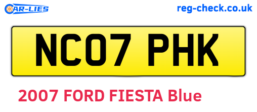 NC07PHK are the vehicle registration plates.