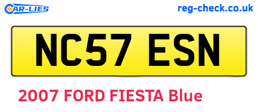 NC57ESN are the vehicle registration plates.