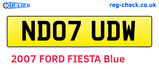 ND07UDW are the vehicle registration plates.