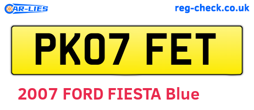 PK07FET are the vehicle registration plates.