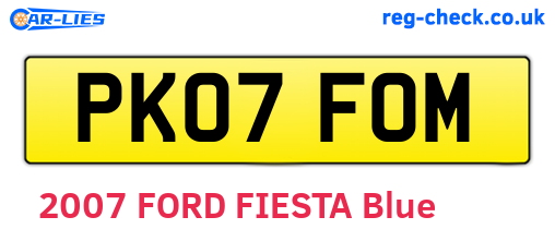 PK07FOM are the vehicle registration plates.