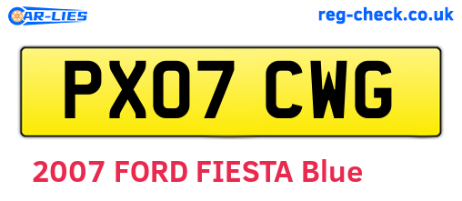 PX07CWG are the vehicle registration plates.