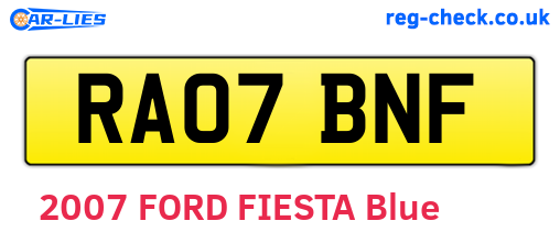 RA07BNF are the vehicle registration plates.
