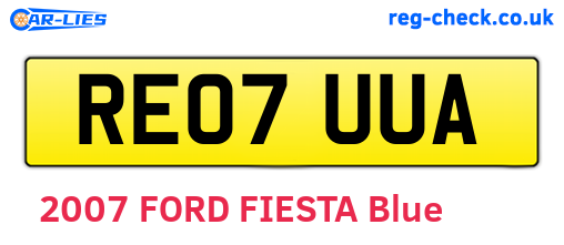 RE07UUA are the vehicle registration plates.