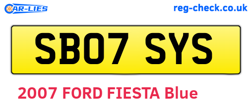 SB07SYS are the vehicle registration plates.