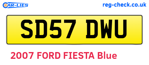 SD57DWU are the vehicle registration plates.