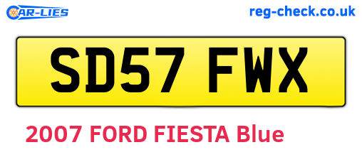 SD57FWX are the vehicle registration plates.