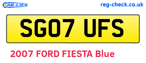 SG07UFS are the vehicle registration plates.