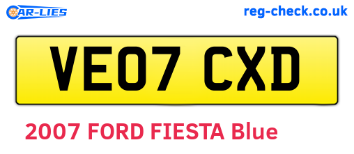 VE07CXD are the vehicle registration plates.