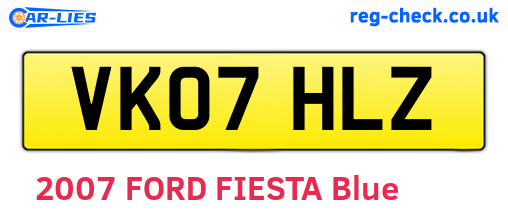 VK07HLZ are the vehicle registration plates.