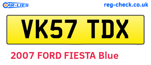 VK57TDX are the vehicle registration plates.