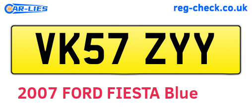 VK57ZYY are the vehicle registration plates.