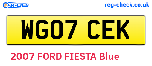 WG07CEK are the vehicle registration plates.