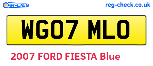 WG07MLO are the vehicle registration plates.