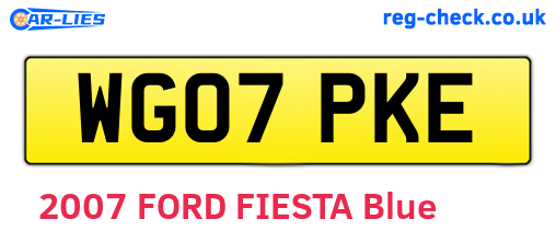 WG07PKE are the vehicle registration plates.