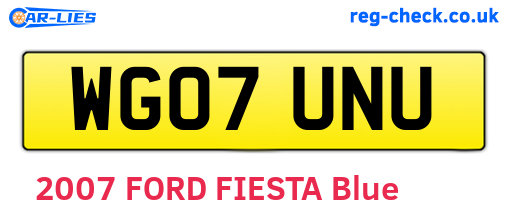 WG07UNU are the vehicle registration plates.