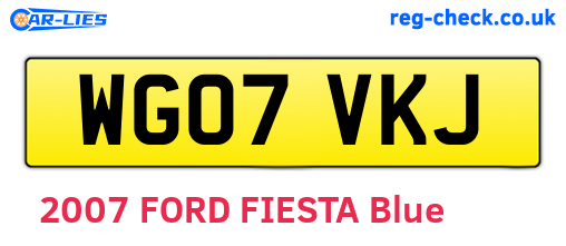 WG07VKJ are the vehicle registration plates.