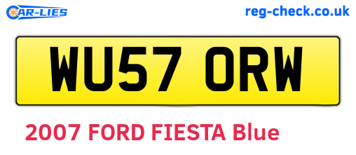 WU57ORW are the vehicle registration plates.