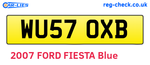 WU57OXB are the vehicle registration plates.