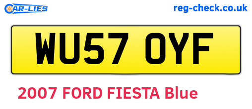 WU57OYF are the vehicle registration plates.