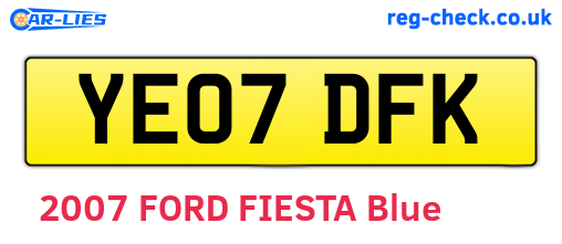 YE07DFK are the vehicle registration plates.