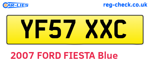 YF57XXC are the vehicle registration plates.