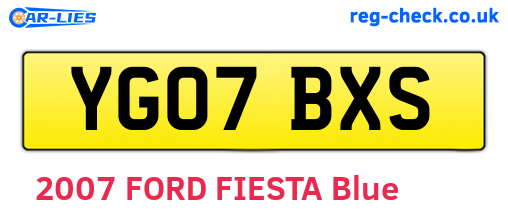 YG07BXS are the vehicle registration plates.