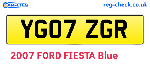 YG07ZGR are the vehicle registration plates.