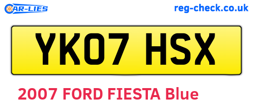 YK07HSX are the vehicle registration plates.