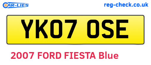 YK07OSE are the vehicle registration plates.