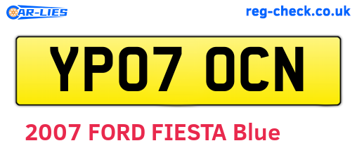YP07OCN are the vehicle registration plates.