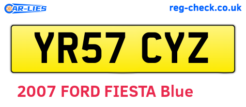 YR57CYZ are the vehicle registration plates.