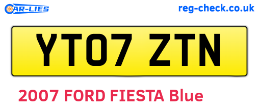 YT07ZTN are the vehicle registration plates.